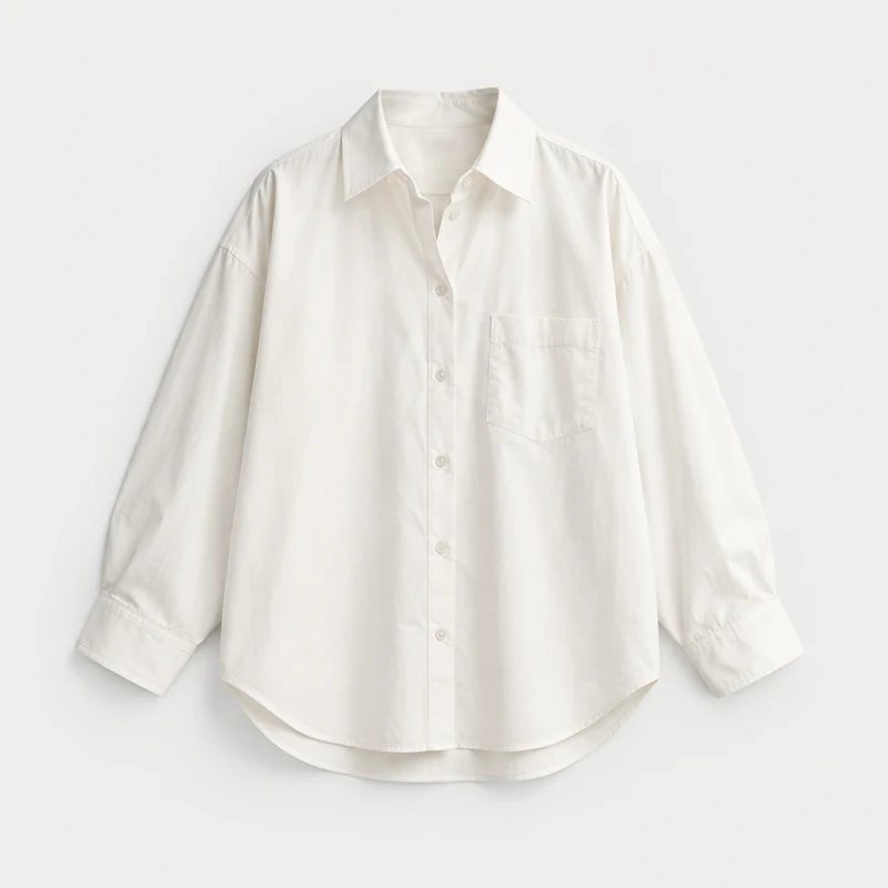 Chemise oversize, coton — Blanc casse