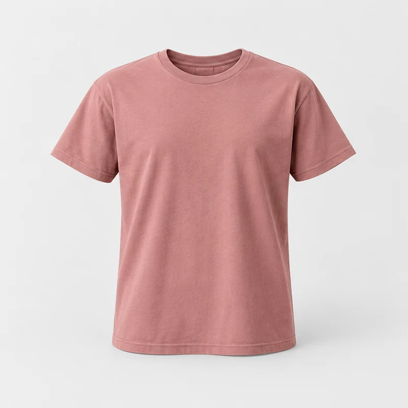 T-shirt droit, coton — Rose poudré