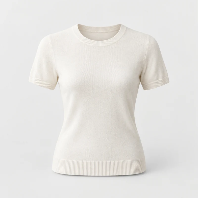 Top en maille fine — Blanc casse