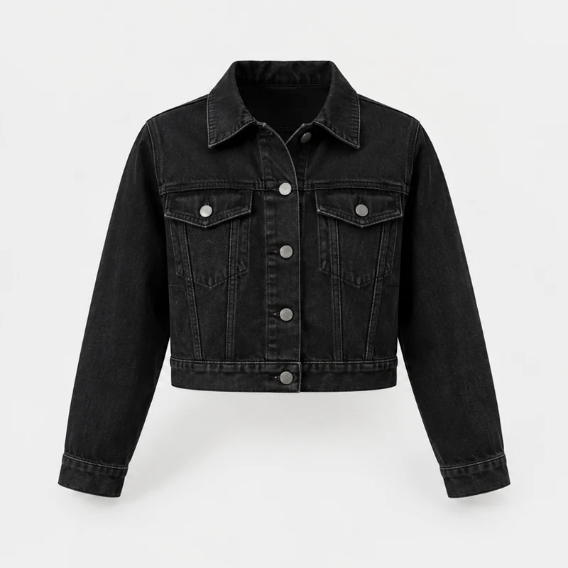 Veste courte, denim — Noir